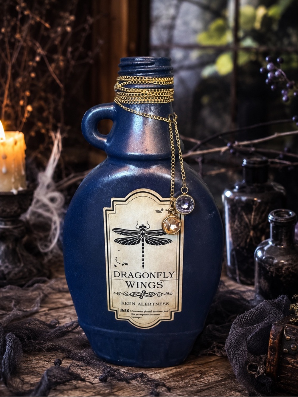 Dragonfly Wings Potion Bottle Decor | Gothic Witch Apothecary Jar